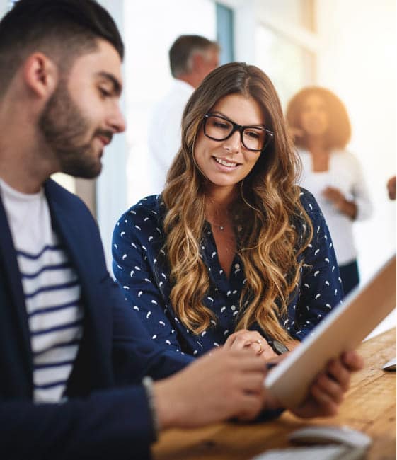 Team meeting representing company values